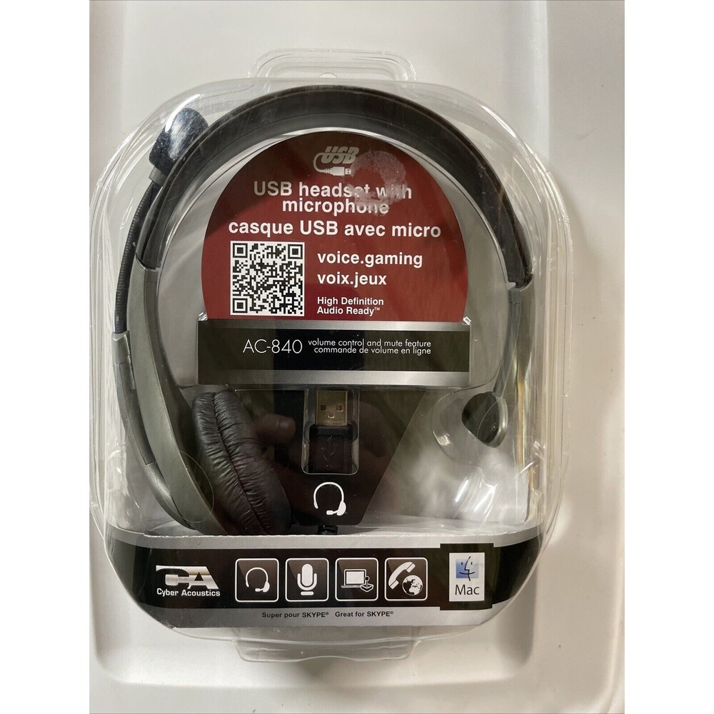 Cyber Acoustics AC-840 Black/Gray Headband Headsets